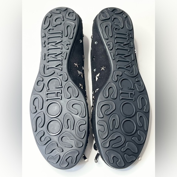 Jimmy Choo Willow Ballet Flat Black Suede Star Studded Size 37 - Picture 2 of 16